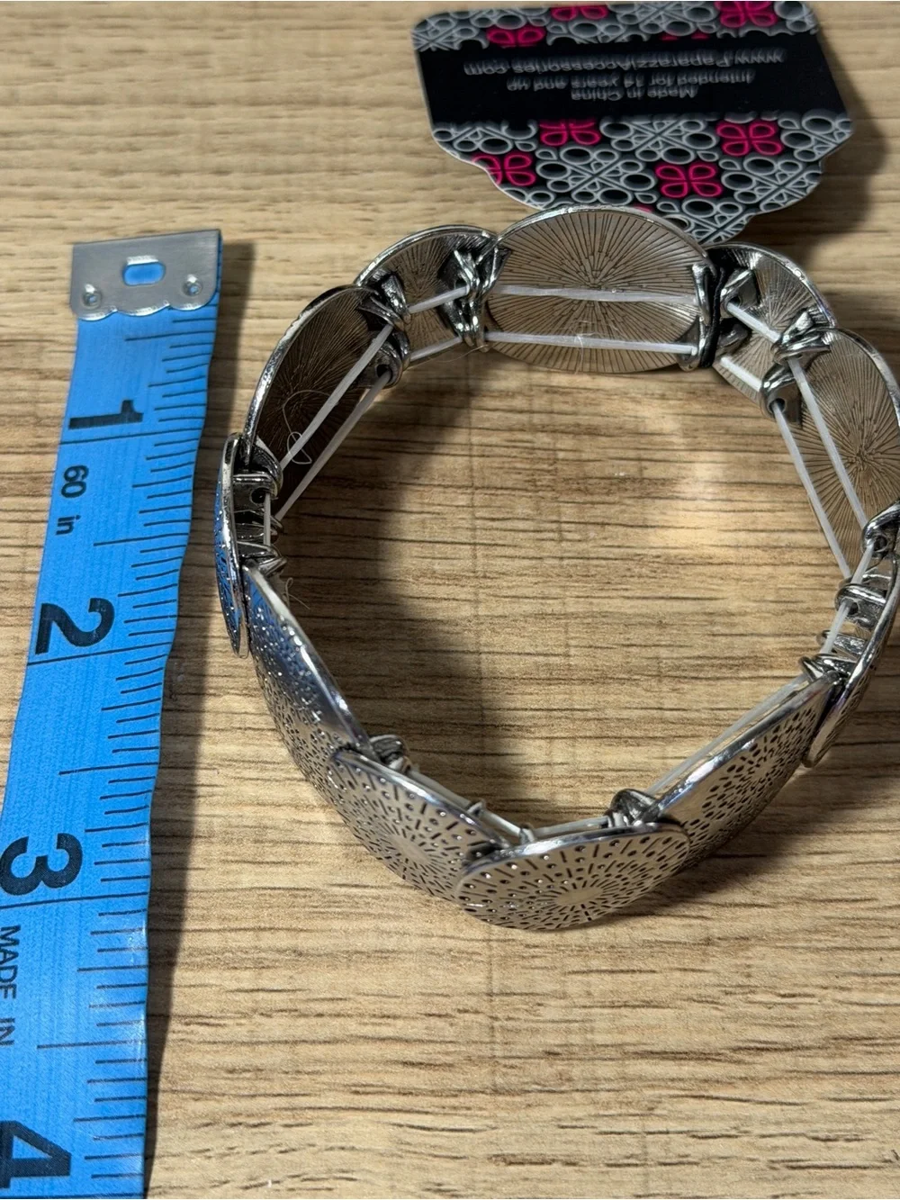 paparazzi Silver Floral Medallion Stretch Bracelet